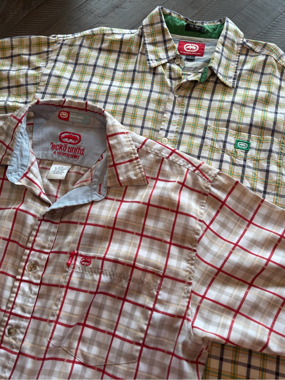 2 FOR $35 | Vintage Y2K Ecko Unltd Plaid Button-Up Shirts Men’s Large – Lot of 2